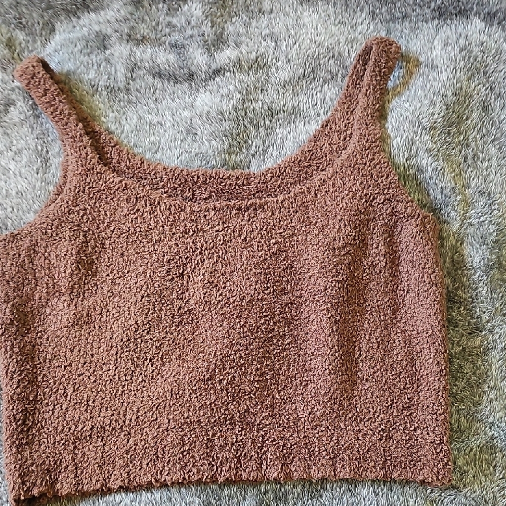 Skims Cozy Brown Textured Women's Top